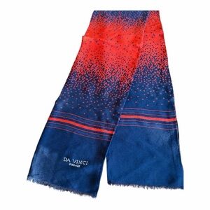 Vintage Scarf by Da Vinci Firenze Navy and Red Scarf 5.5” by 54”